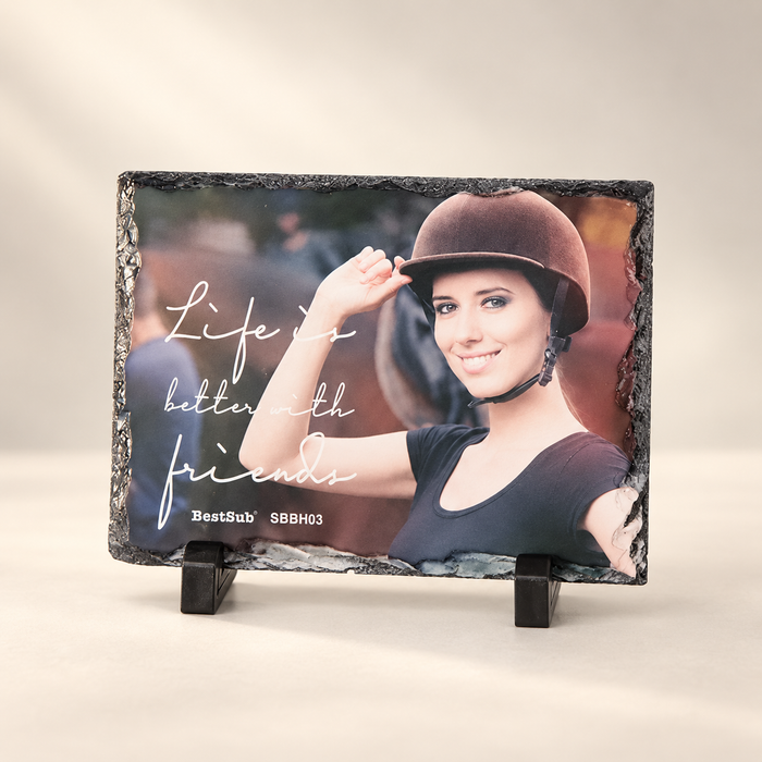 Personalized Small Rectangular Slate Photo Panel – 14 × 19 cm