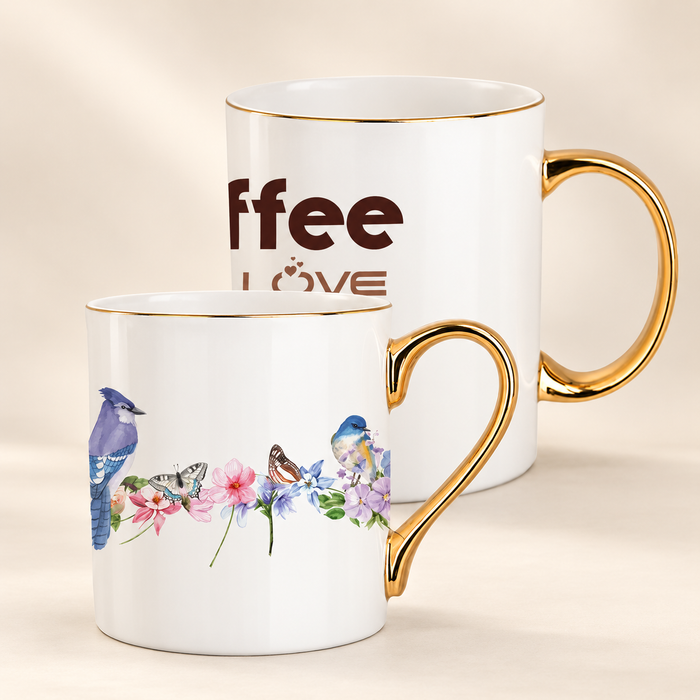 Personalized 11 oz Bone China Mug – Gold Rim & Handle